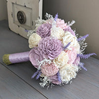 Lilac and Ivory with Blush Accents Bouquet with Lavender and Baby's Breath