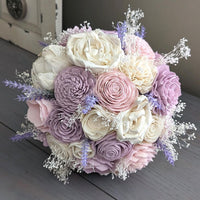 Lilac and Ivory with Blush Accents Bouquet with Lavender and Baby's Breath