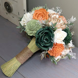 Meadow, Terra Cotta, Dark Green, Natural, and Ivory Bouquet with Baby's Breath and Greenery