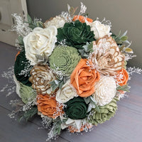 Meadow, Terra Cotta, Dark Green, Natural, and Ivory Bouquet with Baby's Breath and Greenery