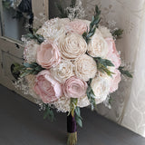 Blush and Ivory Bouquet with Baby's Breath and Greenery