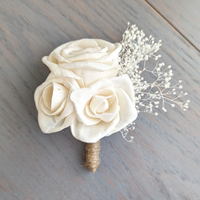 Boutonniere with Three Ivory Roses and Accent Filler to Match Your Bouquet