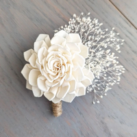 Boutonniere or Corsage with Dahlia Flower and Accent Filler to Match Your Bouquet