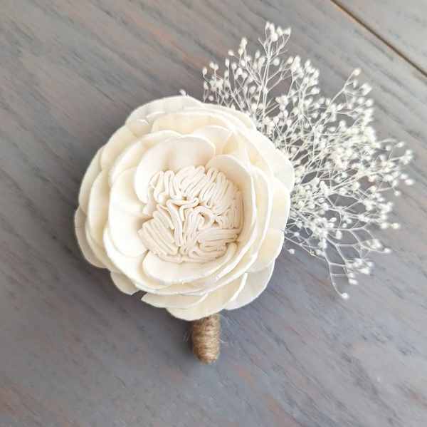 Boutonniere or Corsage with Lotus Flower and Accent Filler to Match Your Bouquet