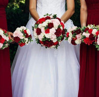 Wine, Red, Blush, and Ivory Bouquet with Greenery