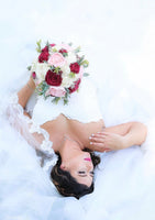 Wine, Blush, and Ivory Bouquet with Baby's Breath and Greenery