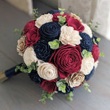 Wine, Navy, and Ivory Bouquet with Spiral Eucalyptus