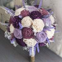 Mauve, Plum, Lilac, and Ivory Bouquet with Lavender and Baby's Breath
